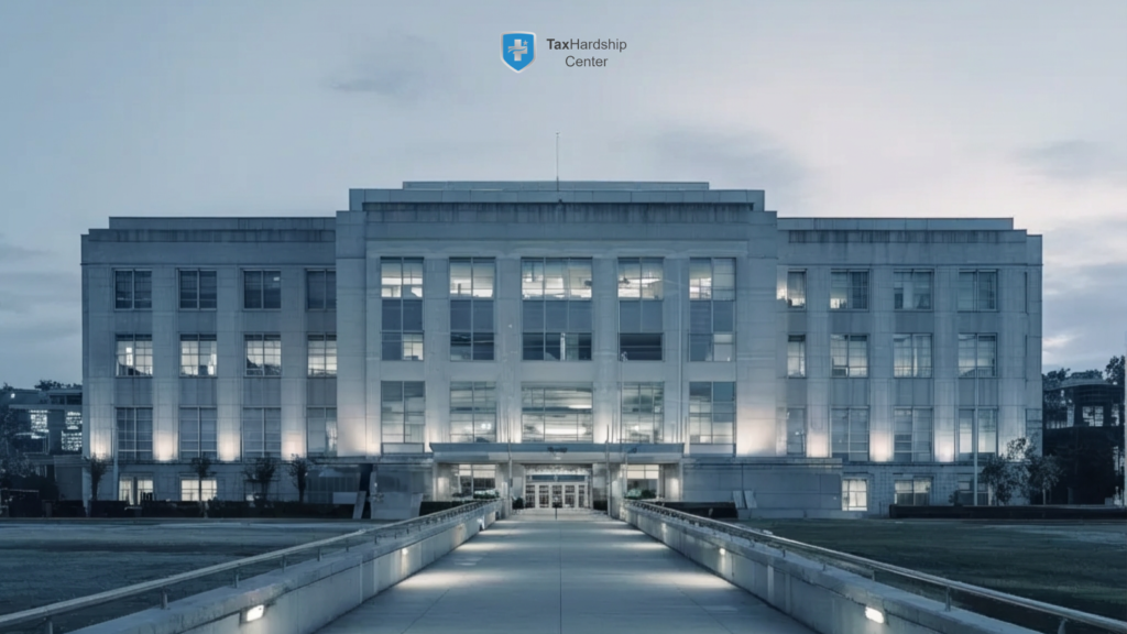 Exterior of the IRS headquarters building representing IRS tax relief services and tax debt resolution.